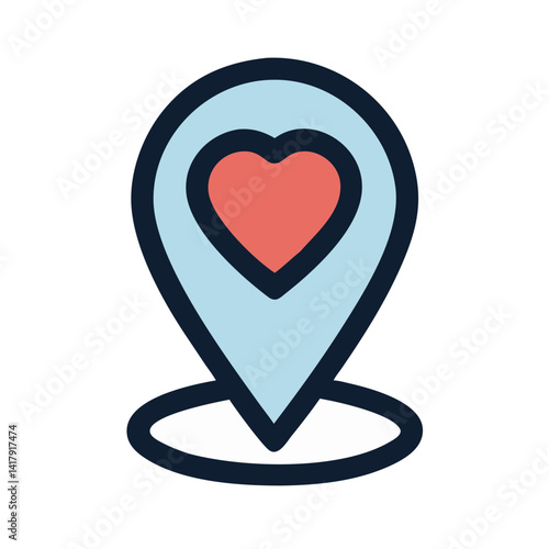 Map Pin with Heart Symbol Icon Design