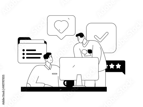 Flat vector illustration of business people operating work scene
