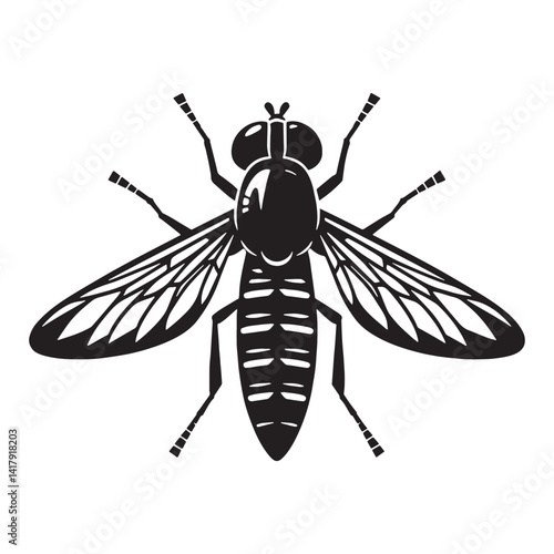 Agile Hoverfly silhouette, darting quickly in any direction – Hoverfly illustration – Minimalist Hoverfly vector – Insect silhouette

