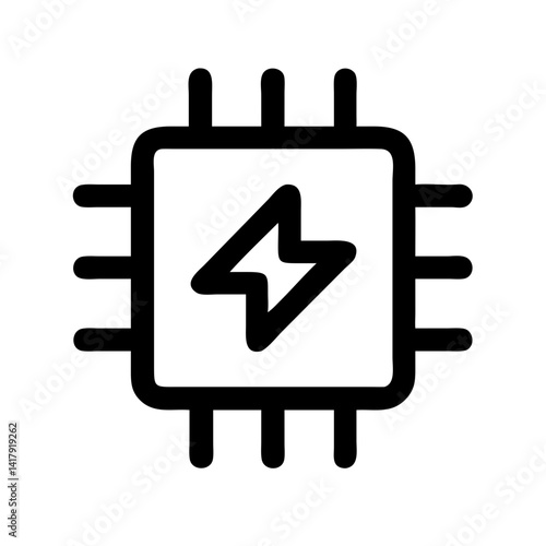 Microchip with Power Bolt Symbol Icon Design