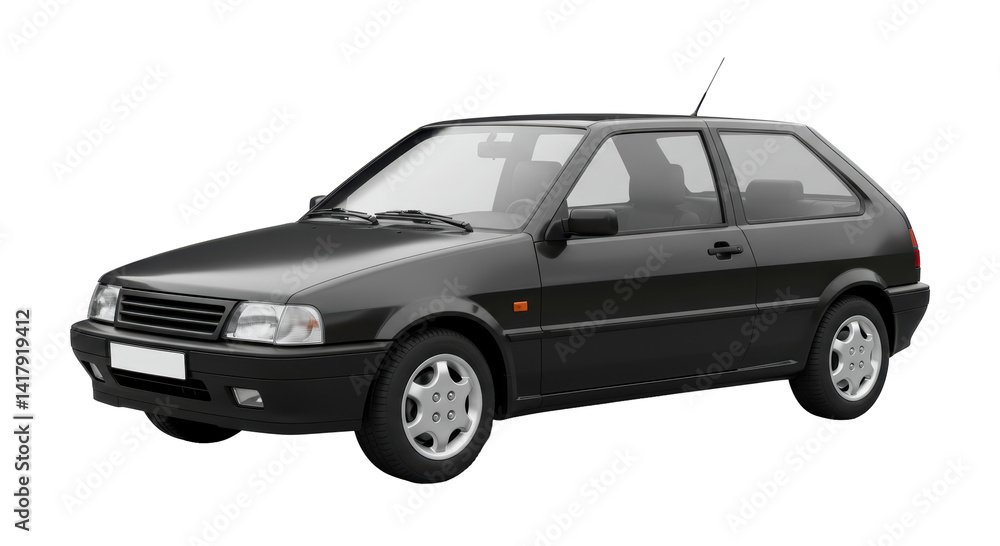 Isolated Compact Black Car in Studio Shot Isolated Compact Black Car in Studio Shot