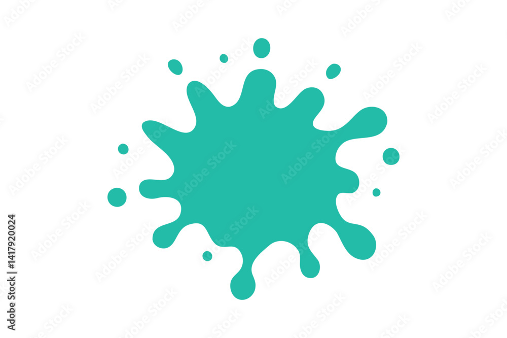 Fototapeta premium Turquoise paint splash vector on white background