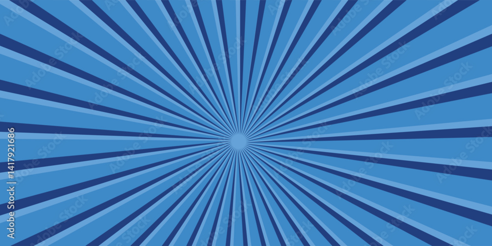 Obraz premium blue sunburst background, Abstract background with rays, Comics Blue background
