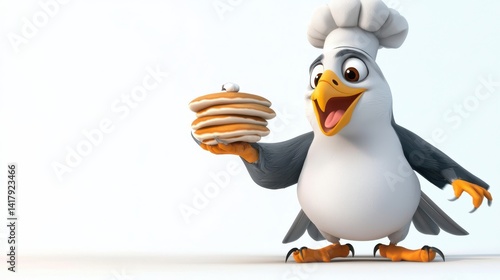 Playful Cartoon Chicken Joyfully Holding a Delicious Hot Dog Snack