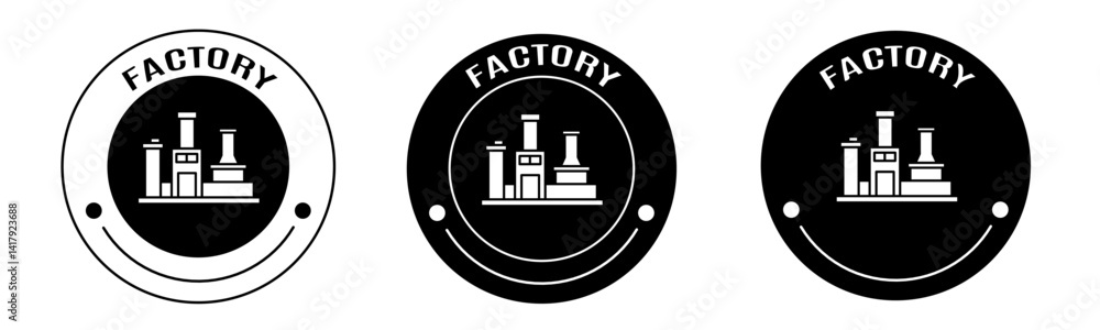 Black and white illustration of factory icon in flat. Stock vector. Black and white illustration of factory icon in flat. Stock vector.