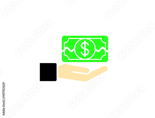 Money on hand vector illustration isolated on white.