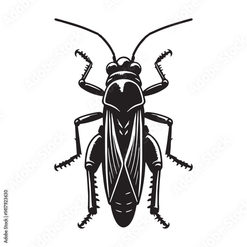 Powerful Locust silhouette, a tiny yet mighty force of nature – Locust illustration – Minimalist Locust vector – Insect silhouette

