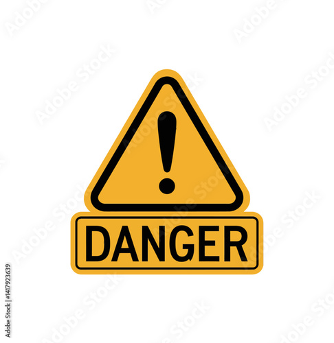 Danger ahead sign vector illustration isolated on white. Hazard warning icon.