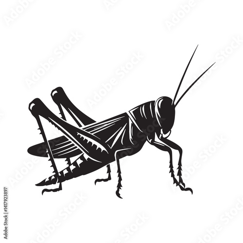 Fierce Locust silhouette, symbolizing swarms of unstoppable energy – Locust illustration – Minimalist Locust vector – Insect silhouette

