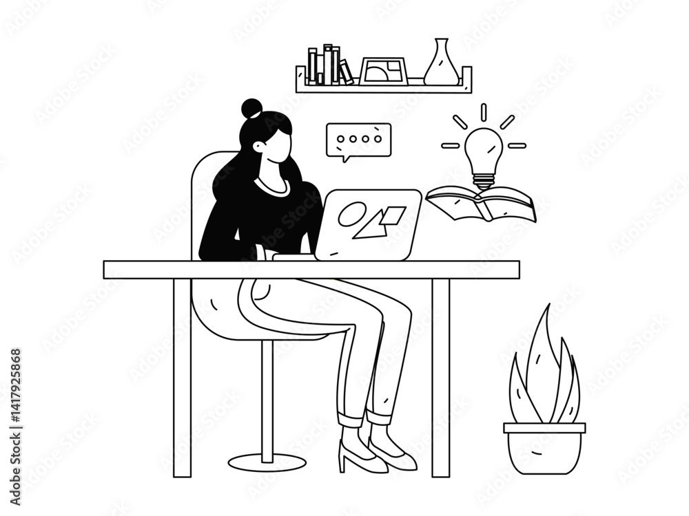 Fototapeta premium Flat vector illustration of business people operating work scene 
