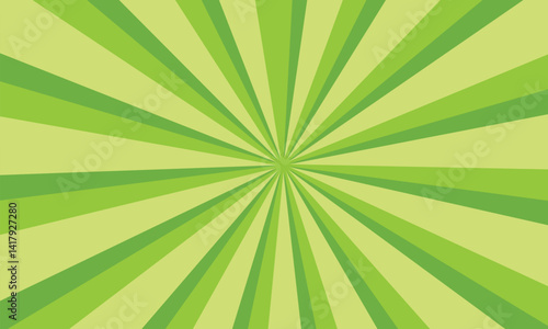 Sun rays green background, starburst anime pop art cartoon or comic, dotted texture and explosion effect or sunburst