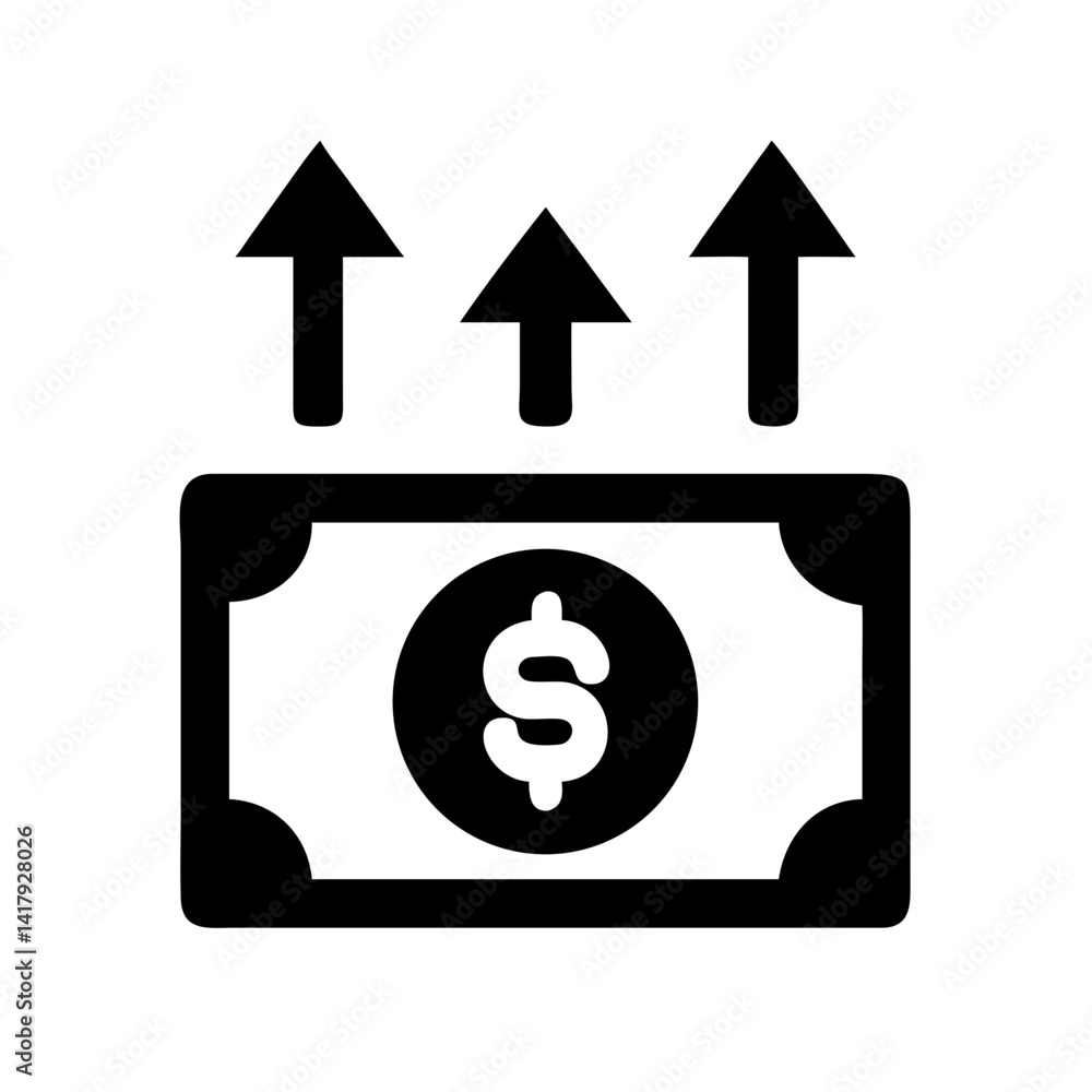 Money Transfer with Upward Arrows Icon Design Money Transfer with Upward Arrows Icon Design