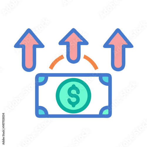 Money Transfer with Upward Arrows Icon Design