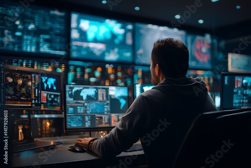 cybersecurity professional analyzing threats 