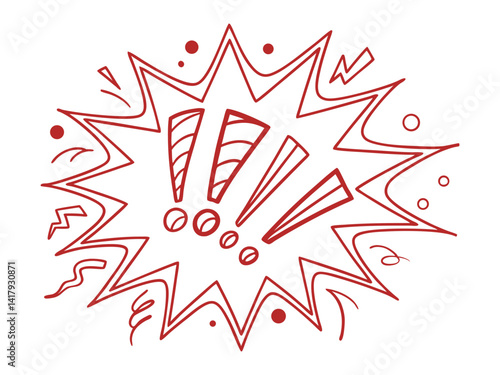 Obraz na płótnie Comic Style Red Explosion with Exclamation Marks Vector Illustration. comic, explosion, exclamation, red, vector, pop, burst, emotion, loud, shock w salonie