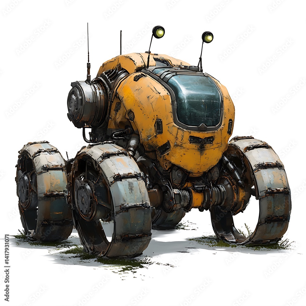 Rusty Robot Vehicle with PostApocalyptic. Rusty Robot Vehicle with PostApocalyptic.