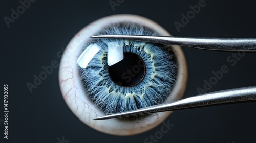 New lens held with tweezers, ready for polishing after cut.