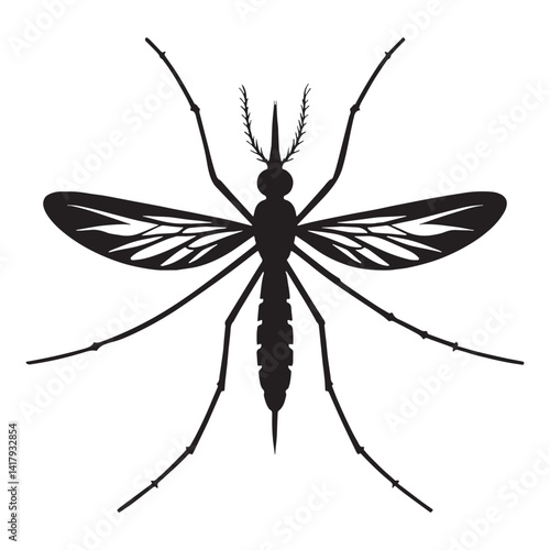 Irritating Mosquito silhouette, nature’s stealthy bloodsucker – Mosquito illustration – Minimalist Mosquito vector – Insect silhouette

