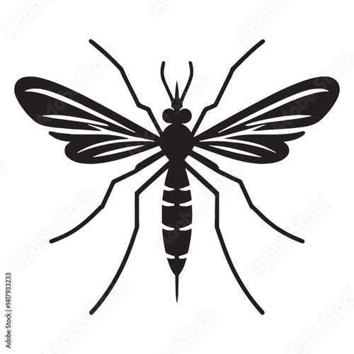 Menacing Mosquito silhouette, a tiny but deadly predator – Mosquito illustration – Minimalist Mosquito vector – Insect silhouette

