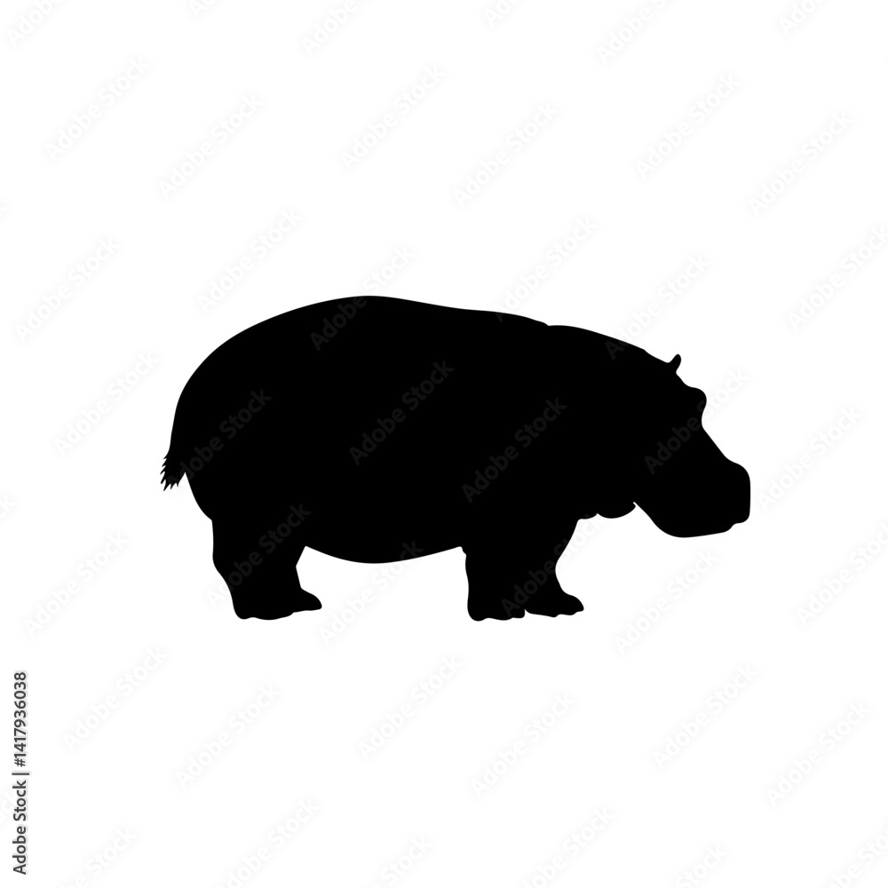 Fototapeta premium Hippo silhouette icon vector flat design.