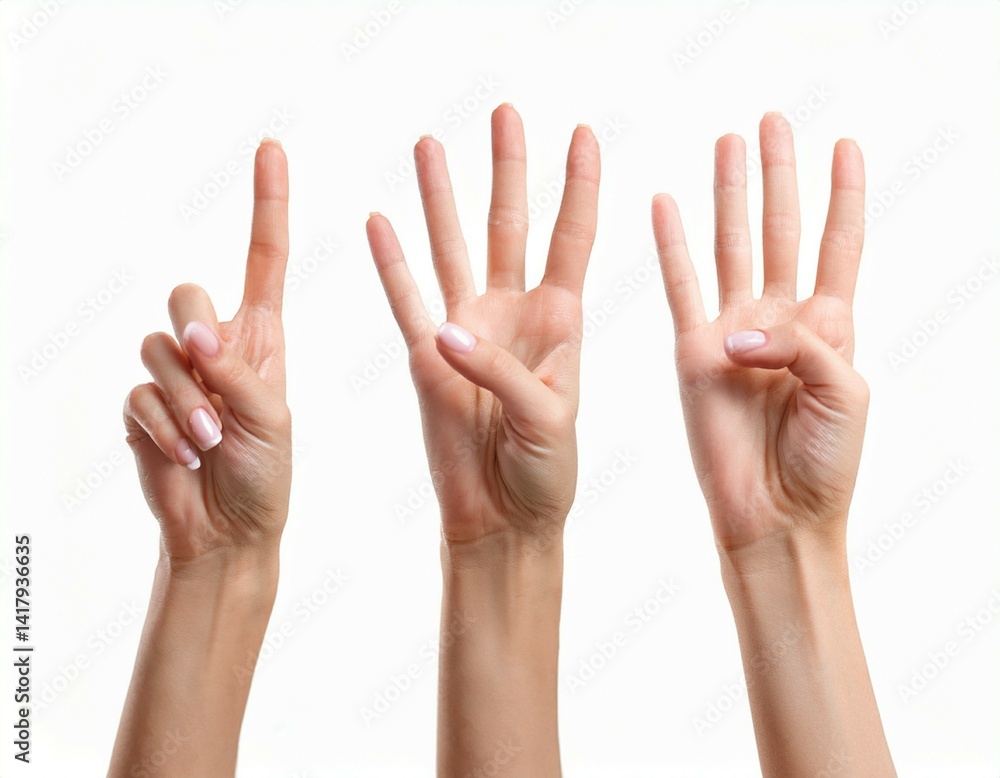 counting hands isolated on white counting hands isolated on white