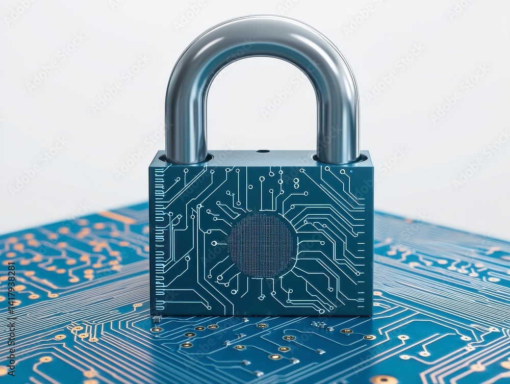 custom made wallpaper toronto digitalMicrochip Padlock on Circuit Board with Technology Symbol