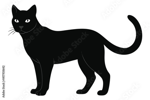 Beautiful cat vector silhouette black illustration 