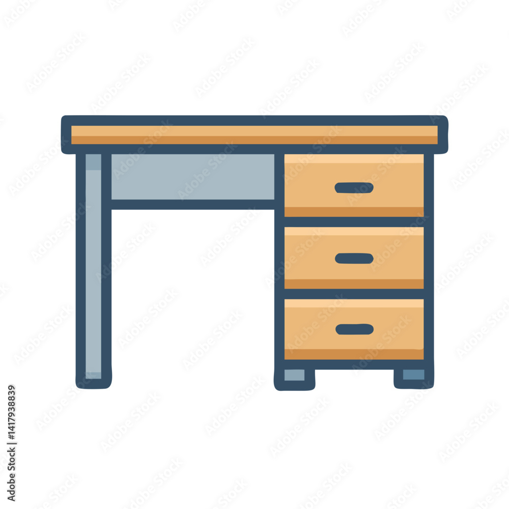 Office Desk with Side Storage Drawers Icon Design Office Desk with Side Storage Drawers Icon Design