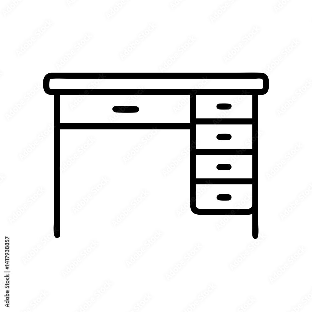Office Desk with Side Storage Drawers Icon Design Office Desk with Side Storage Drawers Icon Design