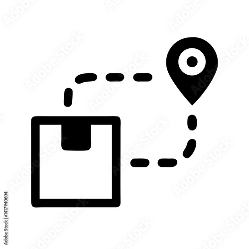 Package Delivery with Location Route Tracking Icon Design