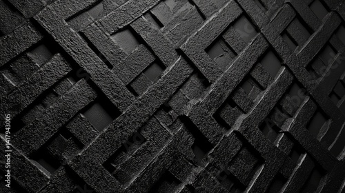 Obraz na płótnie Abstract black background with intersecting diagonal textures, bold and sophisticated. w salonie
