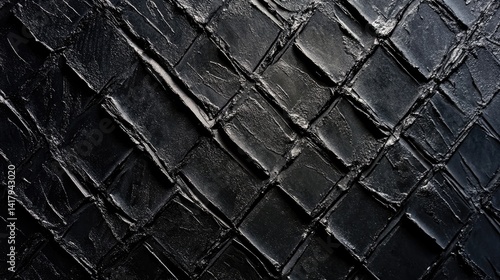 Abstract black background with intersecting diagonal textures, bold and sophisticated.