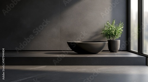 Obraz na płótnie Modern sleek dark surface with fine diagonal lines, giving a premium and clean feel. w salonie