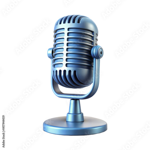 3d studio microphone isolated on transparent background. Cartoon plastic style icon. Png