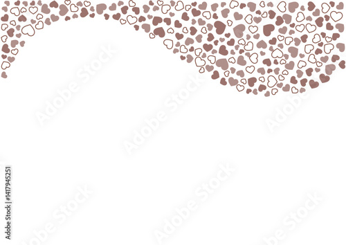 ハート柄の背景 茶系の3色 フチと単色 ハート