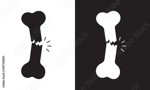 Broken bone icon, vector illustration. Silhouette of crack, fracture bone icon, broken bone symbol and sign design for web, app logo. Vector illustration.