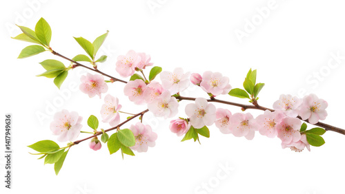Wallpaper Mural Pink cherry blossoms blooming on a branch isolated on transparent background. Png Torontodigital.ca