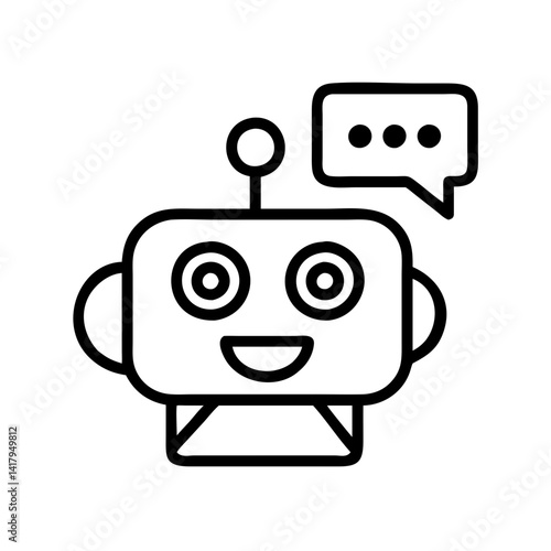 Outline robot chatbot icon with speech bubble ai assistant digital technology automation support