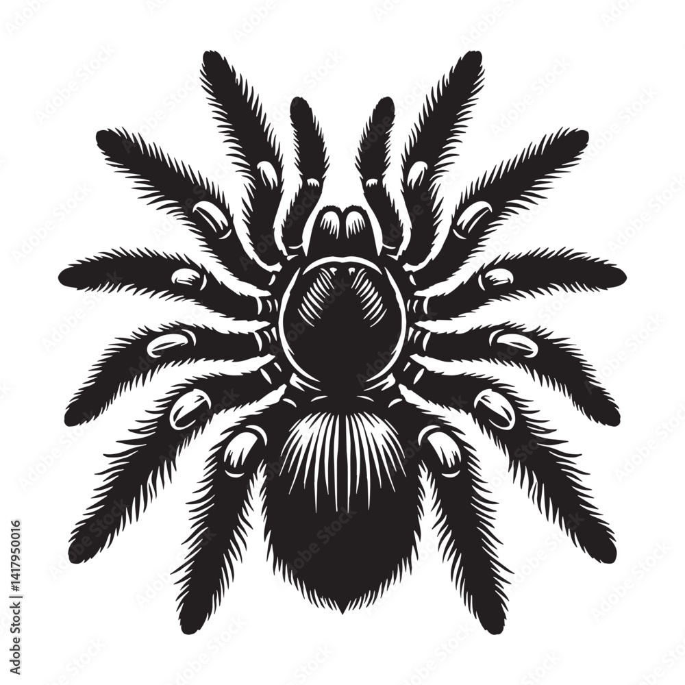 Fototapeta premium Resilient Spider silhouette, never giving up its territory – Spider illustration – Spider vector – Insect silhouette