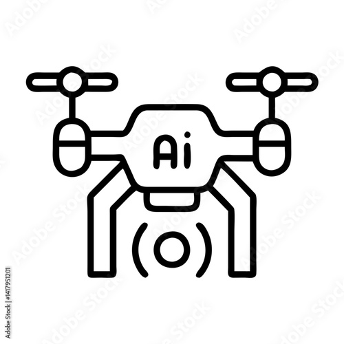 Ai drone technology vector illustration unmanned aerial vehicle artificial intelligence quadcopter design