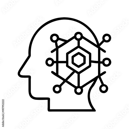 Illustration of artificial intelligence, machine learning, neural network, and deep learning concept in mind