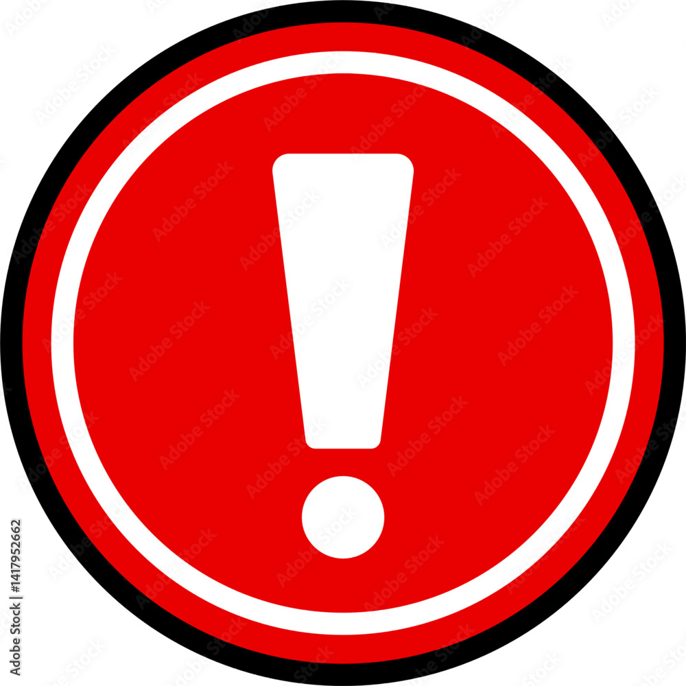 Circle Shaped Caution Sign Symbol in Red and White Circle Shaped Caution Sign Symbol in Red and White