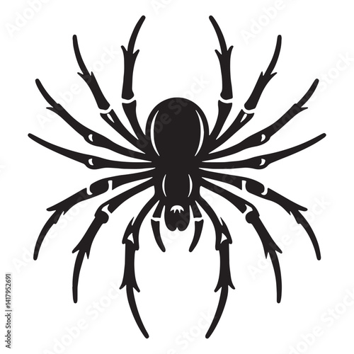 Stealthy Spider silhouette, hidden in the corner – Spider illustration – Spider vector – Insect silhouette

