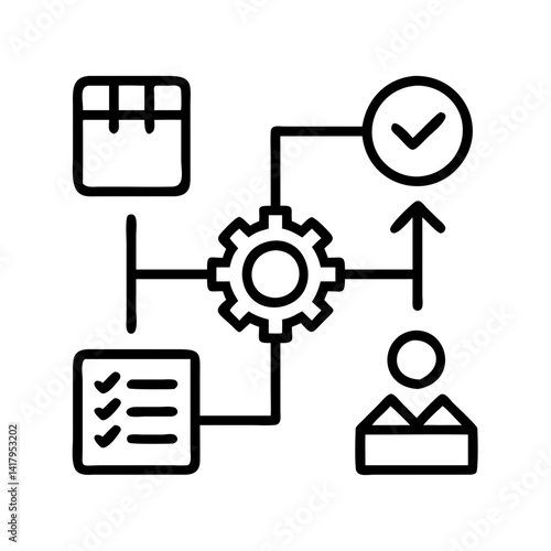 Workflow process management automation tasks planning schedule settings gear checklist user task done