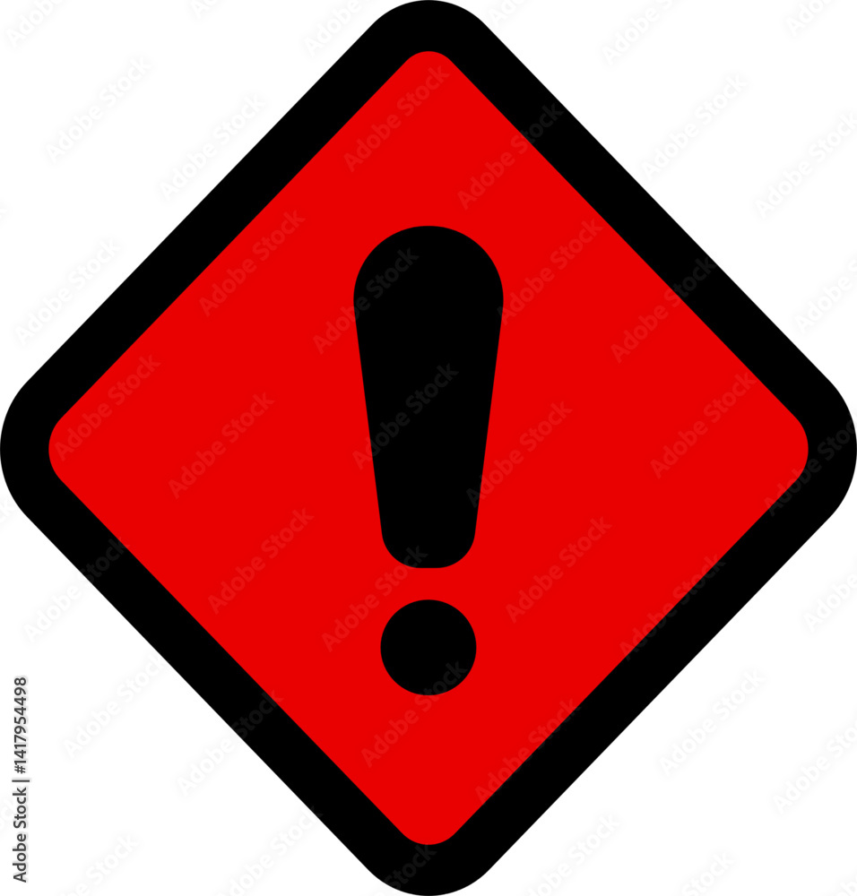 Caution Sign Symbol. Diamond Shape Caution Sign Symbol. Red and White Color.