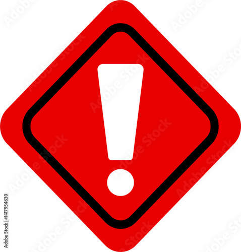 White and Red Caution Sign Symbol for Safety