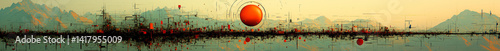 Obraz na płótnie Abstract colorful landscape image with geometric shapes. w salonie