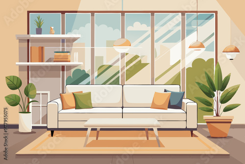 Modern minimalist clean and transparent living room interior design contemporary house daylight background white beige sofa sofa in daylight living room from the moment of freshness window interior mo