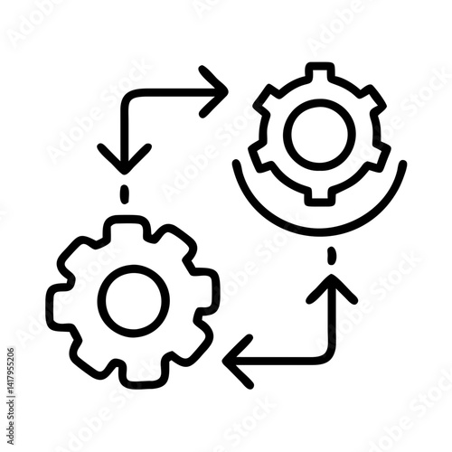 Gear process workflow automation system mechanism cogwheel engineering technology concept diagram