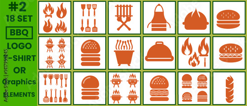 BBQ Grilling cheeseburger and barbecue sandwich with BBQ grill fire and knife at a BBQ party